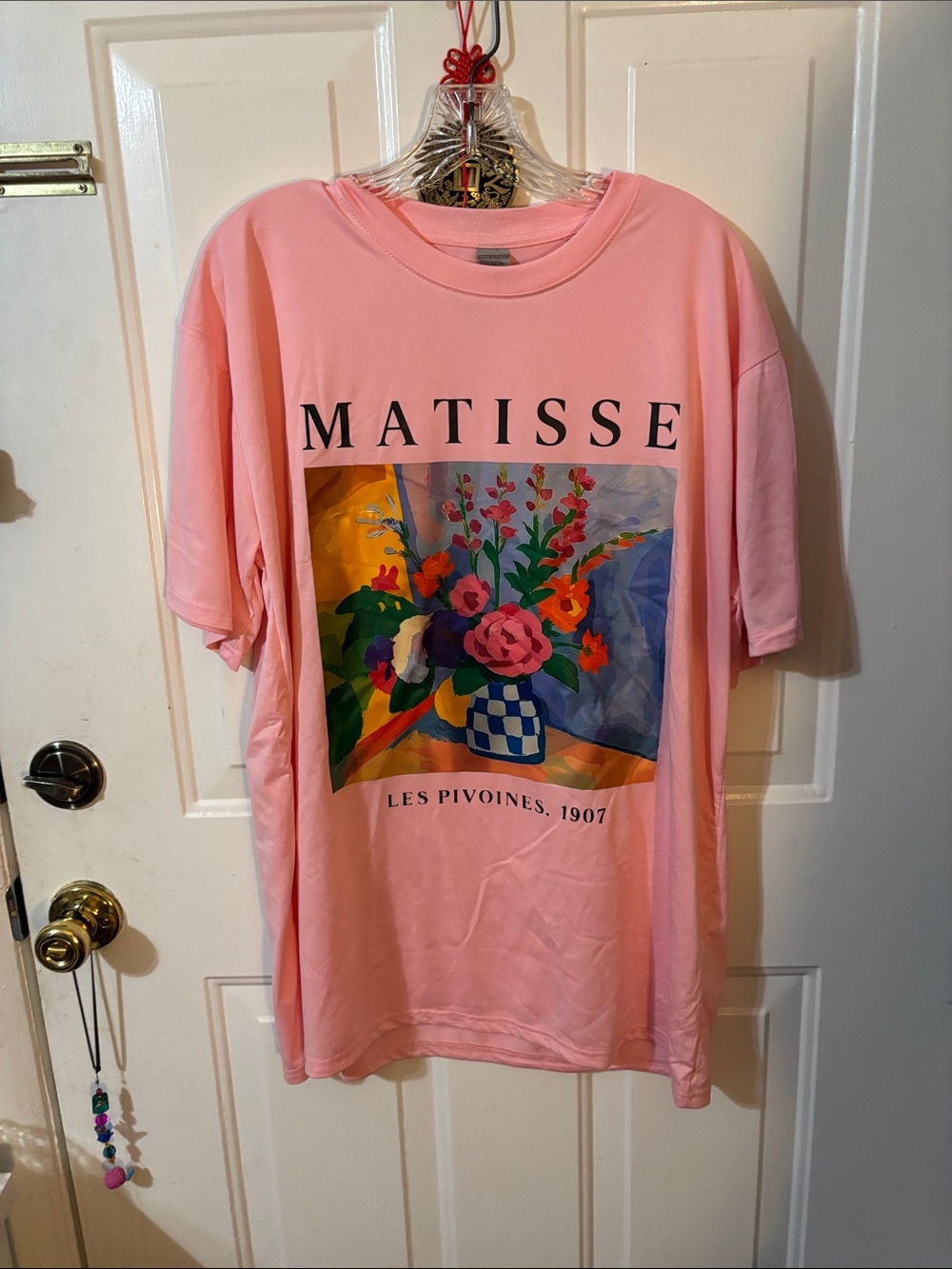 Matisse Pink Tee with Colorful Floral Artwork